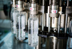Bottle filling conveyor at a water plant