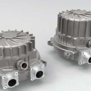 Two Airtech 3BA1002 DC Variable Speed Blowers with fins and pipe connectors are displayed on a plain surface.