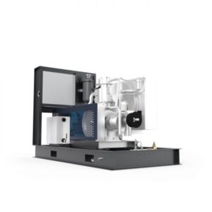 Bauer Medium-Pressure Compressor System on metal base with exposed components and wiring, set against white background.