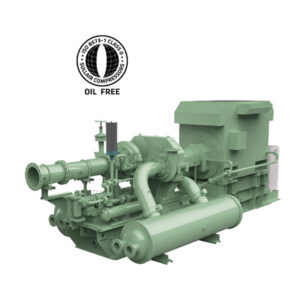 F-Series Oil Free Centrifugal Air Compressors with ISO 8573-1 Class 0 certification logo in the top left corner.