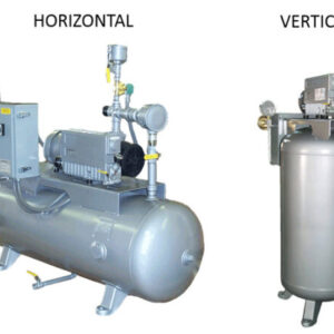 Two Airtech Simplex Tank Mounted Rotary Vane Vacuum Systems are shown: one horizontal, one vertical, both with controls.