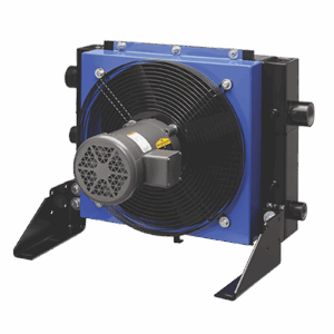 TTP ACOC/ACOCH Air Cooled with black fan & motor, mounted on blue-black frame with side brackets.