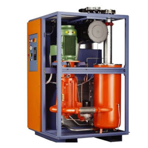 Airtech ATV Series Rotary Vane Vacuum Pump with visible control panel, orange and green parts, and metal frame.