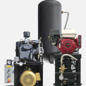 The Cube Air System (CAS), an upright black industrial air compressor, is displayed against a plain background.