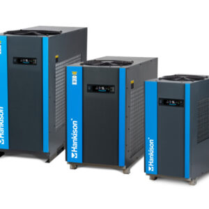Three FLEX Series Refrigerated Air Dryers are lined up side by side against a white background.