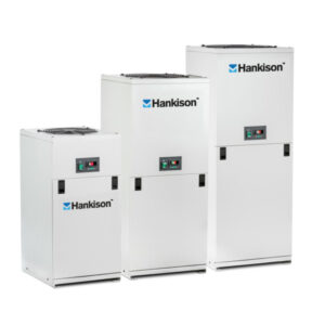 Three HIT Series High Temp Refrigerated Air Dryers in three sizes are shown on a white background.