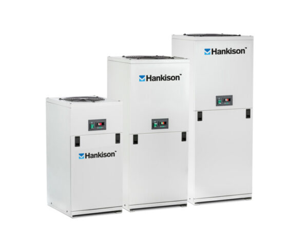 Three HIT Series High Temp Refrigerated Air Dryers in three sizes are shown on a white background.
