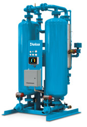 HPD Series Heated Purge Desiccant Dryer with control panel and blue tanks on a sturdy metal frame.