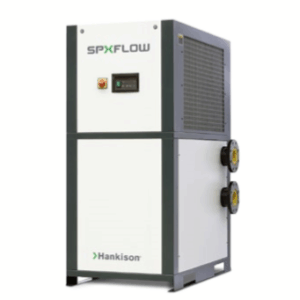 HPRN Series Refrigerated Compressed Air Dryer by SPX Flow and Hankison with control panel, two side pipe connections.