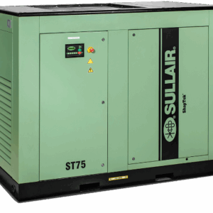 Shoptek ST18-75 rotary screw air compressor with control panel and side vents, set against a plain background.