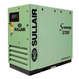 Green S-ENERGY 3000PB-4500VB rotary screw air compressor with control panel and side branding.